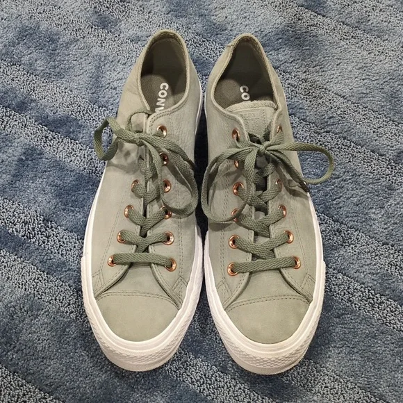 Women's Converse Chuck Taylor Leather Lift, Green - Picture 3 of 8